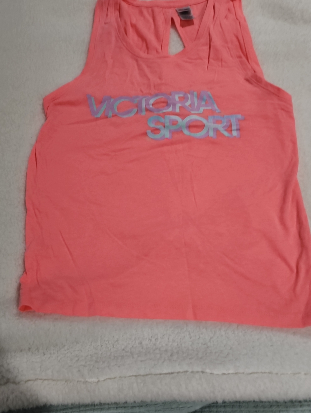 Victoria's Secret Sport Neon Coral Tank Top with Iridescent Logo